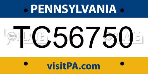 TC56750 Pennsylvania License Plate