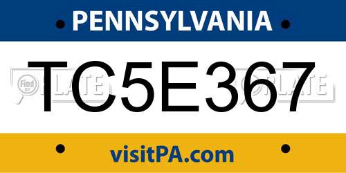 TC5E367 Pennsylvania License Plate