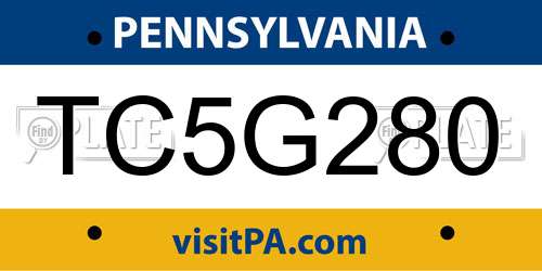 TC5G280 Pennsylvania License Plate