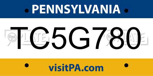 TC5G780 Pennsylvania License Plate