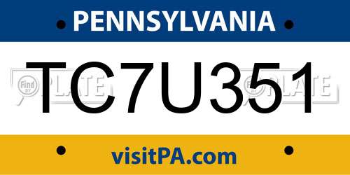 TC7U351 Pennsylvania License Plate