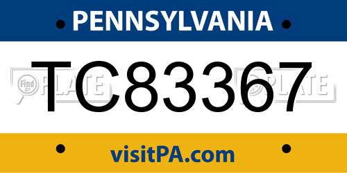 TC83367 Pennsylvania License Plate