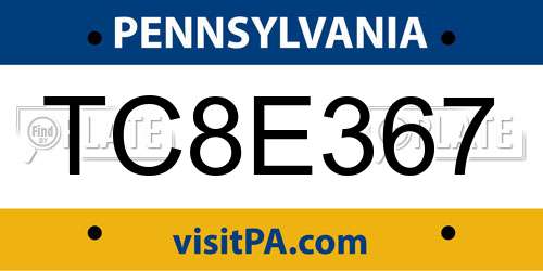 TC8E367 Pennsylvania License Plate