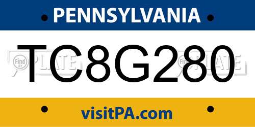 TC8G280 Pennsylvania License Plate