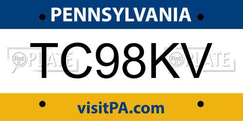 TC98KV Pennsylvania License Plate