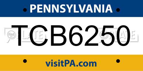 TCB6250 Pennsylvania License Plate