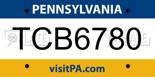 TCB6780 Pennsylvania License Plate