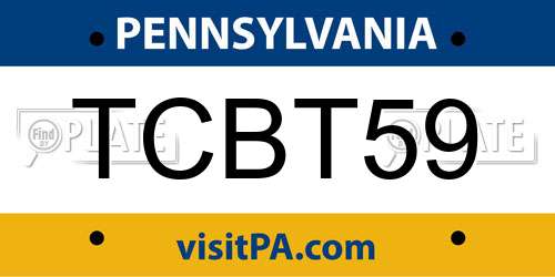 TCBT59 Pennsylvania License Plate