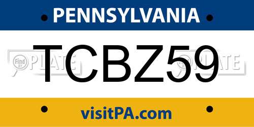 TCBZ59 Pennsylvania License Plate