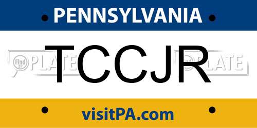 TCCJR Pennsylvania License Plate