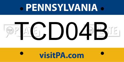 TCD04B Pennsylvania License Plate