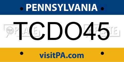 TCDO45 Pennsylvania License Plate