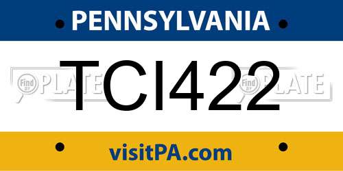 TCI422 Pennsylvania License Plate