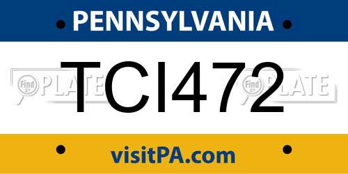 TCI472 Pennsylvania License Plate