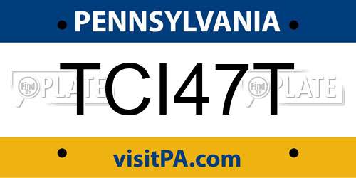 TCI47T Pennsylvania License Plate