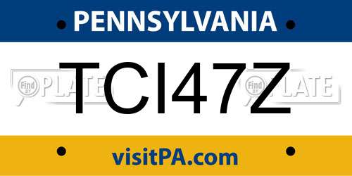 TCI47Z Pennsylvania License Plate