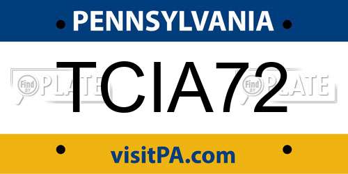 TCIA72 Pennsylvania License Plate