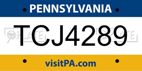 TCJ4289 Pennsylvania License Plate