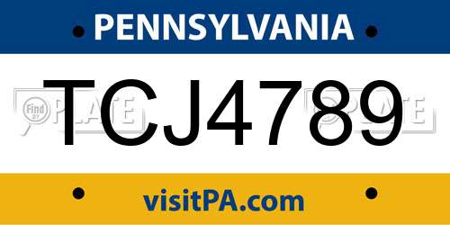 TCJ4789 Pennsylvania License Plate