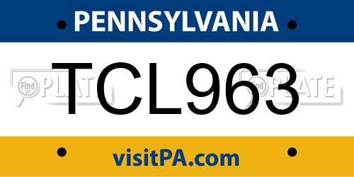 TCL963 Pennsylvania License Plate