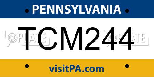 TCM244 Pennsylvania License Plate