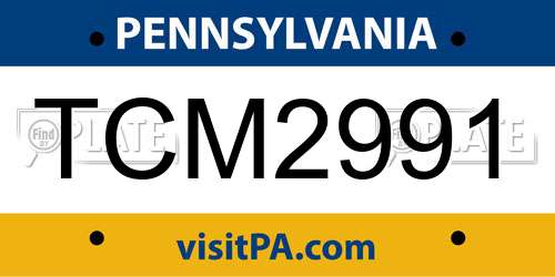 TCM2991 Pennsylvania License Plate
