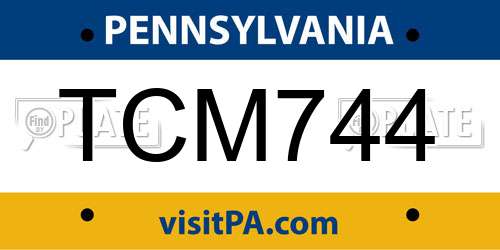 TCM744 Pennsylvania License Plate