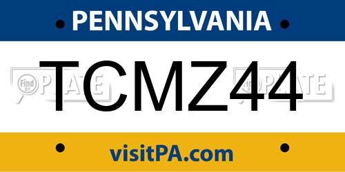 TCMZ44 Pennsylvania License Plate