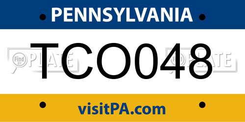 TCO048 Pennsylvania License Plate