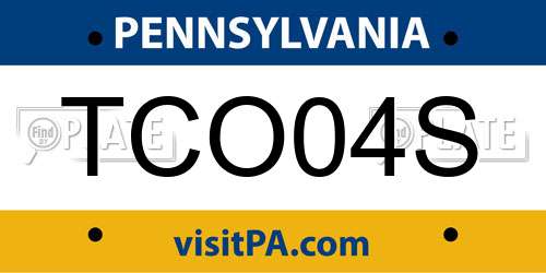 TCO04S Pennsylvania License Plate