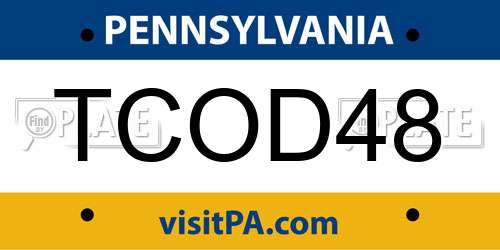 TCOD48 Pennsylvania License Plate