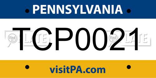 TCP0021 Pennsylvania License Plate