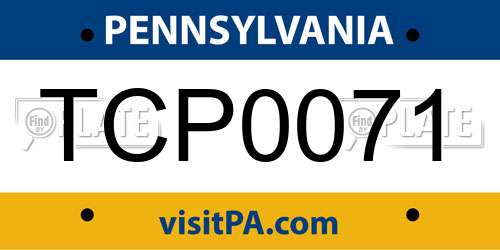 TCP0071 Pennsylvania License Plate