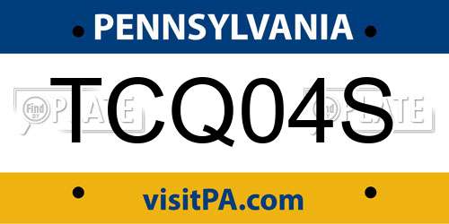 TCQ04S Pennsylvania License Plate