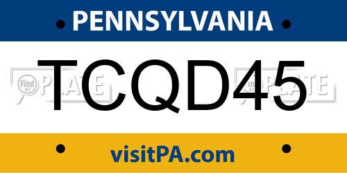 TCQD45 Pennsylvania License Plate