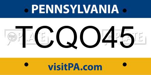 TCQO45 Pennsylvania License Plate