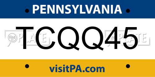 TCQQ45 Pennsylvania License Plate