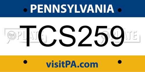 TCS259 Pennsylvania License Plate