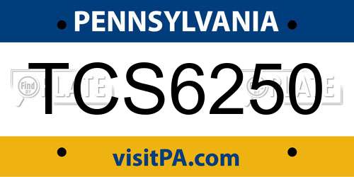 TCS6250 Pennsylvania License Plate