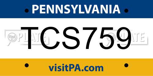 TCS759 Pennsylvania License Plate
