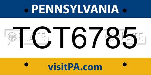 TCT6785 Pennsylvania License Plate