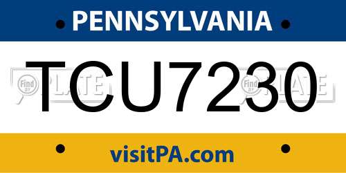 TCU7230 Pennsylvania License Plate