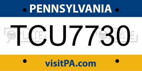 TCU7730 Pennsylvania License Plate