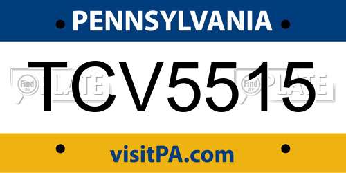 TCV5515 Pennsylvania License Plate