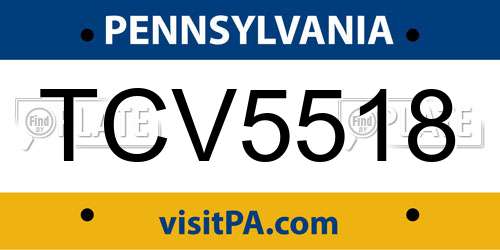 TCV5518 Pennsylvania License Plate