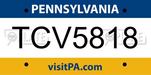 TCV5818 Pennsylvania License Plate