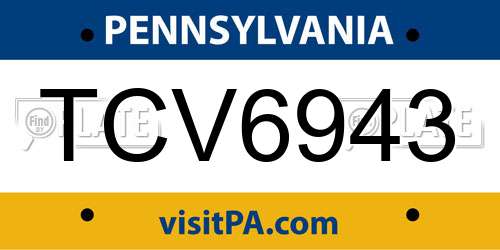 TCV6943 Pennsylvania License Plate
