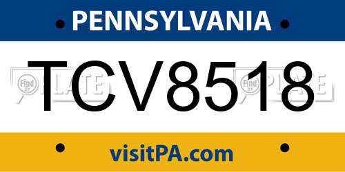 TCV8518 Pennsylvania License Plate