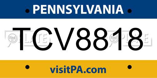 TCV8818 Pennsylvania License Plate