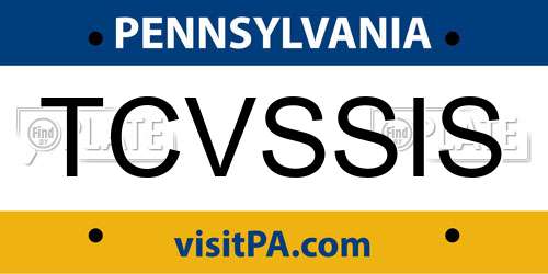 TCVSSIS Pennsylvania License Plate